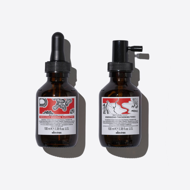 Davines Energizing zestaw - regenerujący lotion przeciwdziałający utracie włosów, pogrubiający tonik do osłabionej skóry głowy.