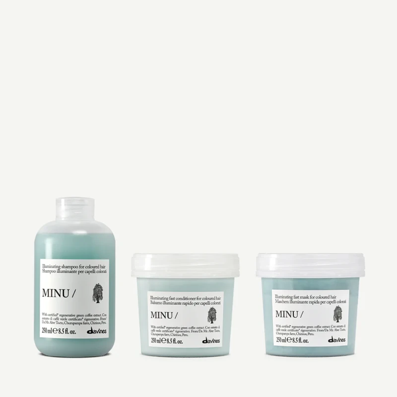 Zestaw Davines MINU Shampoo 250 ml + MINU Conditioner 250 ml + MINU Hair Mask 250 ml