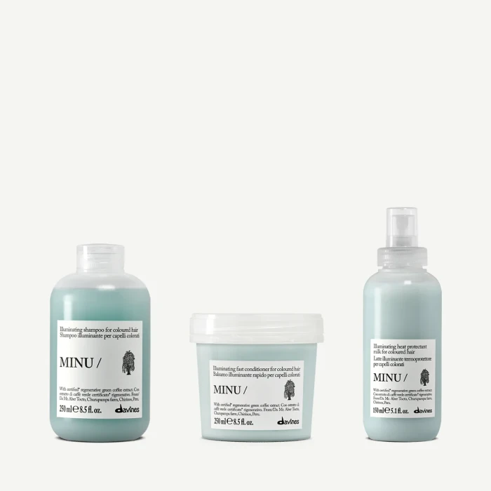 Zestaw Davines MINU Shampoo 250 ml + MINU Conditioner 250 ml + MINU Milk Color Glow 150 ml