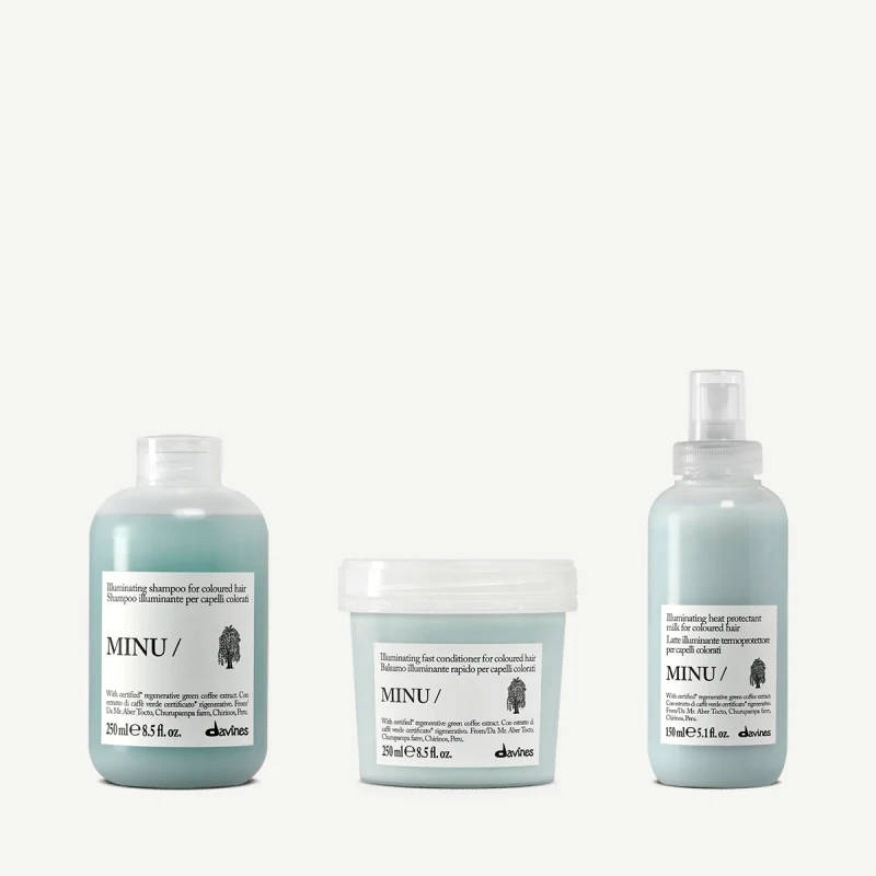 Zestaw Davines MINU Shampoo 250 ml + MINU Conditioner 250 ml + MINU Milk Color Glow 150 ml