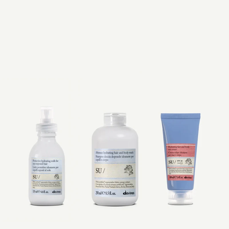 Davines SU Hair &amp; Body Wash 250 ml + SU Hair Milk 135 ml + SU Protective Cream SPF 30 100 ml